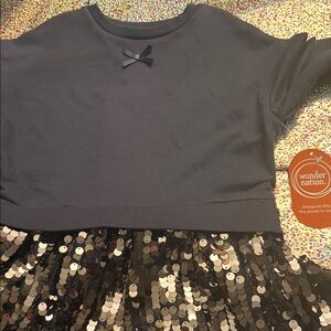 Wonder Nation Charcoal Sequin Kids Tee Size 5 brand new